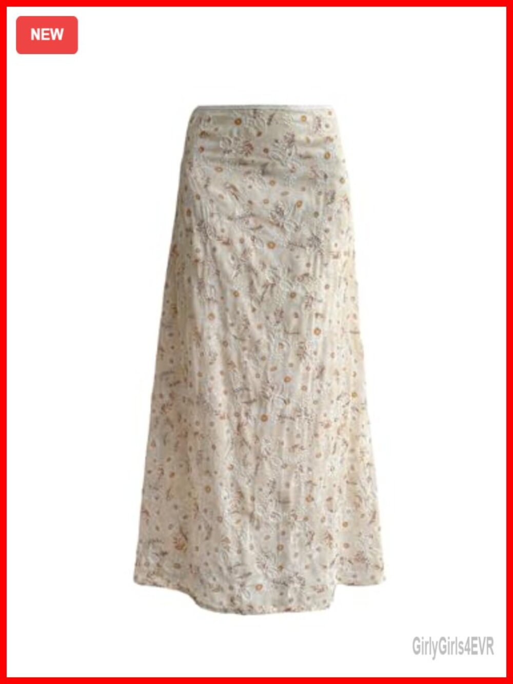 Women's Floral Embroidered Maxi Skirt Boho Low Rise A-Line Vacation